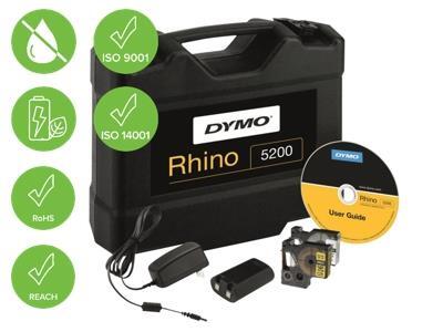 DYMO Rhino 5200 - Hard Case Kit - tiqueteuse - Noir et blanc - Rouleau (1,9 cm ) - outil de coupe - jaune