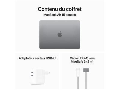 Apple MacBook Air 15.3" - M3 - 8 Go - 512 Go SSD - Franais - gris sidral