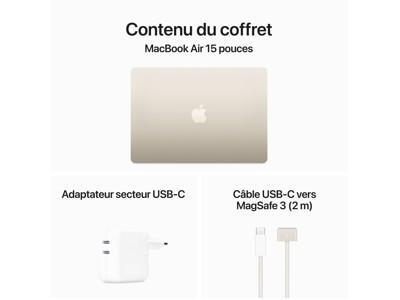 Apple MacBook Air - 15.3" - M3 - 8 Go RAM - 256 Go SSD - Franais - lumire des toiles