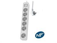 Philips - Rallonge multiprise avec interrupteur, 6 prises - 3m - Blanc