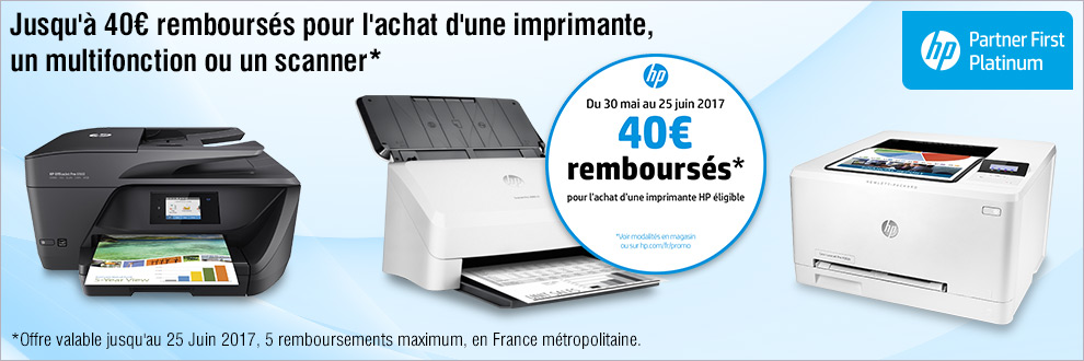 Jusqu'à 40¤ remboursés pour l'achat d'une imprimante, un multifonction ou un scanner Jusqu'à 40¤ remboursés pour l'achat d'une imprimante, un multifonction ou un scanner