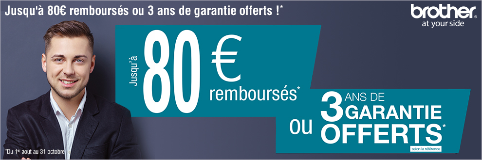 Jusqu'à 80¤ remboursés ou 3 ans de garantie offerts ! Jusqu'à 80¤ remboursés ou 3 ans de garantie offerts !