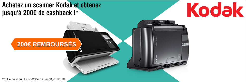 Achetez un scanner Kodak et obtenez jusqu'à 200¤ de cashback !* Achetez un scanner Kodak et obtenez jusqu'à 200¤ de cashback !*