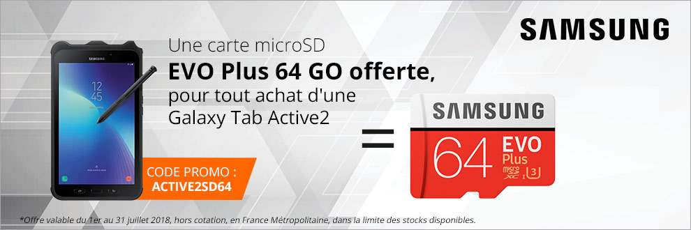 Votre carte microSD EVO Plus 64 GO offerte ! Votre carte microSD EVO Plus 64 GO offerte !