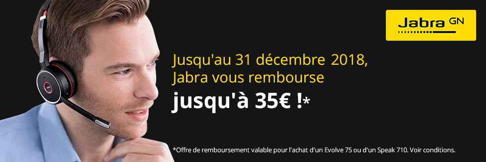 Jusqu'à 35¤ remboursés avec Jabra ! Jusqu'à 35¤ remboursés avec Jabra !