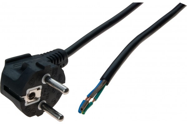 Cordon d'alimentation CEE7 / Fils dnuds noir - 3,0 m