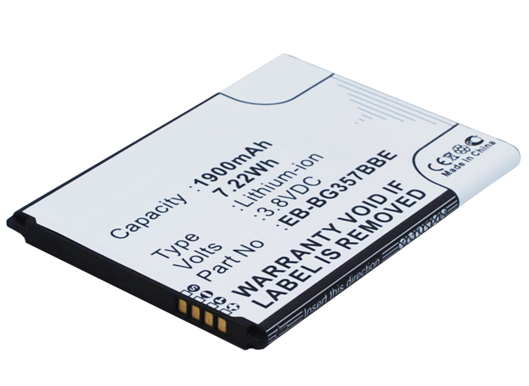 Batterie compatible, lithium-ion, 3.8V, 1 900 mAh, 7.2 Whr, noir