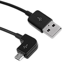 CABLE USB VERS MICRO USB 90 COUD. ~ Cable 1m. Charge et synchronisation. Couleur noire. Compatible tous appareils se chargeant en micro USB.