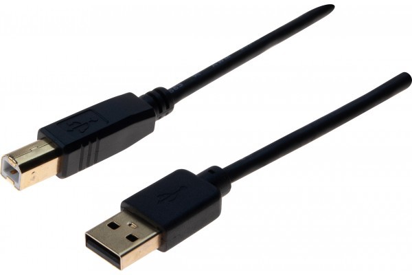 Cordon USB 2.0 type A / B avec ferrites noir - 5,0 m