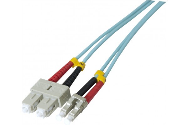 Jarretire optique duplex HD multi OM3 50/125 SC-UPC/LC-UPC aqua - 30 m