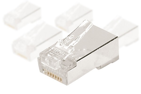 Connecteur  sertir 8P8C RJ45 CAT6 STP peigne intgr pour monobrin - lot de 10