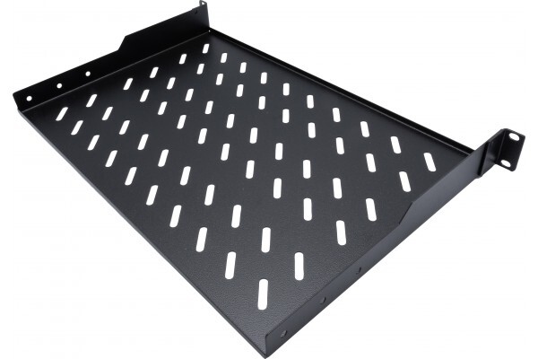 EKIVALAN Etagre fixe 1U, 2 pts, prof. 400mm, noire, 30 kg