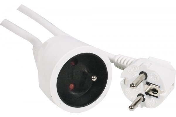 Rallonge secteur tripolaire blanche - 10,0 m