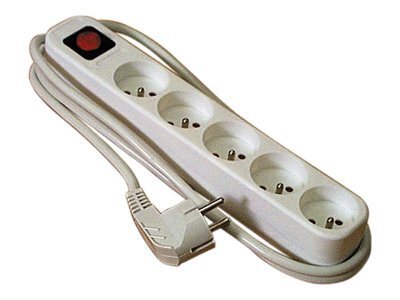 DEXLAN Multiprise 5 prises avec interrupteur blanche - 4,0 m