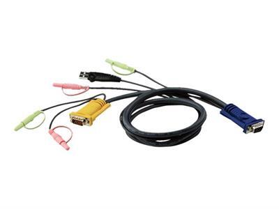 ATEN 2L-5302U - Cble clavier/vido/souris/audio - USB, HD-15 (VGA), mini jack stro (M) pour mini jack stro, SPHD 15 broches (M) - 1.83 m - pour ATEN CS1732, CS1734; Master View max CS-1754, CS-1758