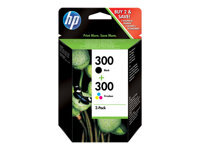 HP 300 - pack de 2 - noir, couleur (cyan, magenta, jaune) - original - cartouche d'encre