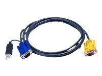 Aten Noir Câble Kvm Usb 1,8M Avec Sphd 3 En 1 Et Convertisseur Ps/2 Vers Usb Intégré - Neuf - Image 3