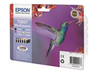 Epson T0807 Multipack - pack de 6 - noir, jaune, cyan, magenta, magenta clair, cyan clair - original - cartouche d'encre