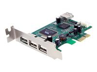 StarTech.com Carte contrÃ´leur PCIe a 4 ports USB 2.0 - 3x USB A externe - 1x USB A interne - adaptateur USB - PCIe - 4 ports
