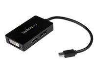 StarTech.com Adaptateur de voyage Mini DisplayPort vers DVI / DisplayPort / HDMI - Convertisseur video Mini DP 3-en-1 - Noir - adaptateur video - DisplayPort / HDMI / DVI - 15 cm