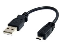 StarTech.com Cable Micro USB 15 cm - A vers Micro B - USB 2.0 - Noir - 1x USB A Male, 1x USB Micro B Male - 15cm - cable USB - USB pour Micro-USB de type B - 15 cm