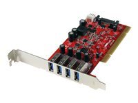 StarTech.com Carte contrôleur PCI a 4 ports USB 3.0 SuperSpeed - Adaptateur 4x A (F) avec alimentation SATA / SP4 adaptateur