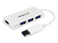 StarTech.com Hub USB 3.0 a 4 ports avec cable integre - Concentrateur USB SuperSpeed portable - Mini hub USB3 - Blanc - concentrateur (hub) - 4 ports