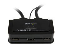 StarTech.com Switch Commutateur KVM 2 Ports USB, HDMI avec Audio et Câbles pour 2 PC sur 1 écran - Auto Alimenté