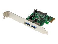 StarTech.com Carte ContrÃ´leur PCI Express (PCIe) vers 2 ports USB 3.0 avec UASP - Adaptateur PCIe 2x USB 3.0 - Alimentation SATA - adaptateur USB - PCIe - USB 3.0 x 2