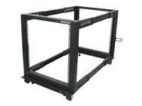 StarTech.com Rack Serveur Mobile 12U 4 Poteaux, Rack Réseau 19 4 Poteaux avec Roulettes, Rack Roulant avec Profondeur Ajustable pour PC/AV/Données/Informatique - Roulettes, Pieds de nivellement ou Fixation au Sol