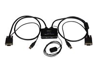 StarTech.com Switch KVM USB VGA a 2 ports - Commutateur ecran clavier souris alimente par USB avec cables KVM et commutateur a distance - commutateur KVM - 2 ports