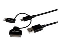 StarTech.com 1m Black Lightning or 30-pin Dock or Micro USB to USB Cable - iPad / iPhone / iPod / te