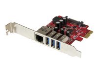 StarTech.com Carte PCI Express à 3 ports USB 3.0 et 1 port Gigabit Ethernet avec UASP