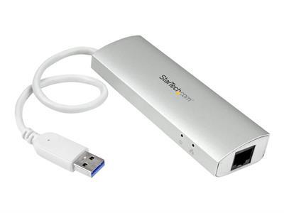 StarTech.com Hub USB 3.0 3 ports avec GbE - Aluminium