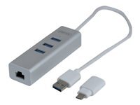 Adapt. USB 3.0 metal Gigabit + HUB + Convert. USB Type C