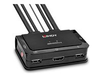 Lindy Switch KVM 2 ports HDMI 4K30, USB 2.0 & audio, câbles intégrés