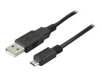 Cordon USB 2.0 type A / micro B noir - 2,0 m