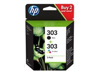 HP 303 - pack de 2 - couleur (cyan, magenta, jaune), noir pigment - original - cartouche d'encre