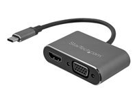 StarTech.com Adaptateur multiport AV numerique USB-C - VGA et HDMI 4K 30 Hz Gris sideral Cable integre CDP2HDVGA adaptateur video externe IT6222 gris