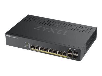 Zyxel GS1920-8HPv2 - Commutateur - intelligent - 8 x 10/100/1000 (PoE+) + 2 x SFP Gigabit combin - de bureau, fixation murale - PoE+ (130 W)