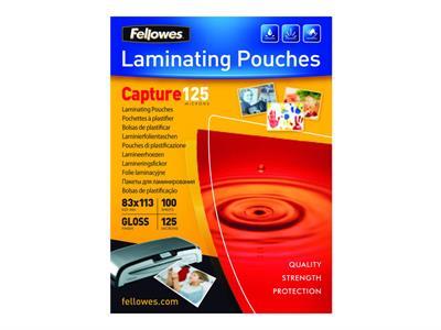 Fellowes Laminating Pouches Capture 125 micron - 100 - 83 x 113 mm - pochettes plastifies