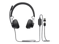 Logitech Zone Filaire MSFT Teams - Micro-casque - sur-oreille - filaire - USB-C - graphite - Certifié pour Microsoft Teams