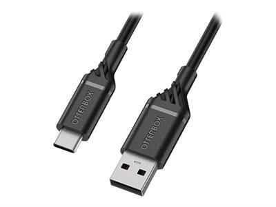 OtterBox Standard - Cble USB - USB-C (M) pour USB (M) - USB 2.0 - 3 A - 1 m - noir
