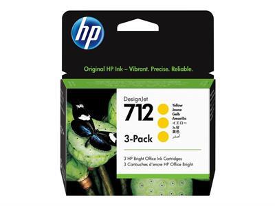 HP 712 - pack de 3 - jaune - original - DesignJet - cartouche d\'encre