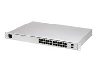 Ubiquiti UniFi Switch USW-Pro-24 - Commutateur - C3 - Géré - 24 x 10/100/1000 + 2 x SFP+ 10 Go (liaison montante) - Montable sur rack, de bureau
