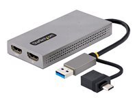 Startech.com Gris Adaptateur Usb Vers Double Hdmi, Usb A/C, 1X4k30hz/1X1080p - Adaptateur Vidéo - Usb Type A, 24 Pin Usb-C Mâle Pour 2 X 19 Pin Hdmi Type A Femelle - Image 4