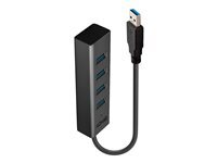 Hub USB Lindy 43324 4 Ports USB 3.2 Gen 1 5Gbps Alu/Plastique Noir 0,3m - Image 3
