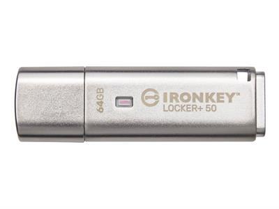 Kingston IronKey Locker+ 50 - cl USB - 64 Go