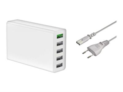 Adaptateur Secteur Multi-ports USB - 7 Ports, Interrupteur, Câble 30 Cm - Blanc, Neuf Sous Blister
