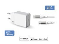 Force Power Lite adaptateur secteur - avec connecteur lightning et cble USB-C - 24 pin USB-C - 20 Watt